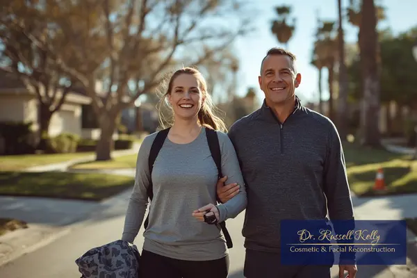 Couple in Orange CA smiling outdoors, representing healthy New Year oral health habits