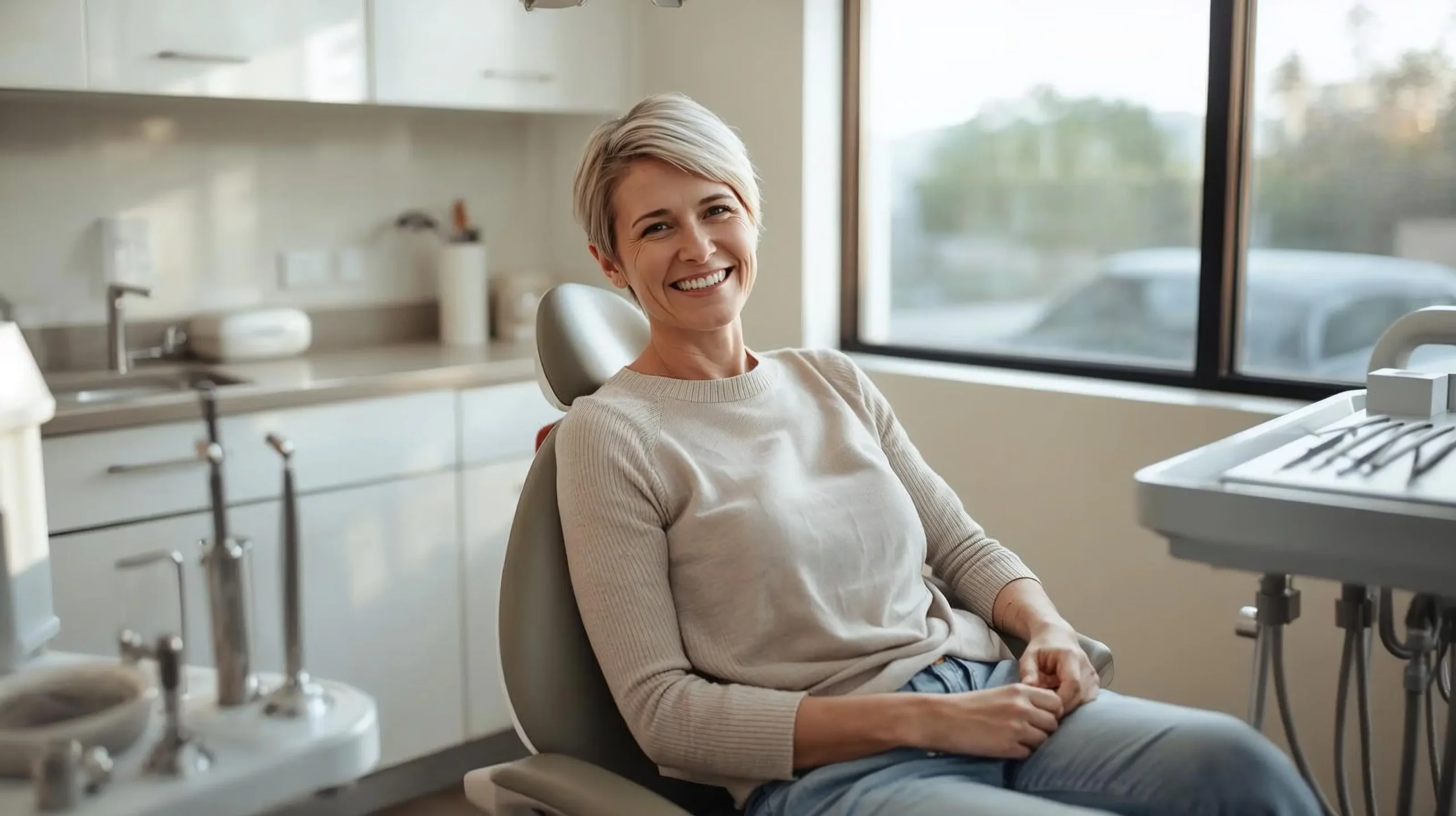 Patient smiling during a routine dental visit at an Orange CA dental office